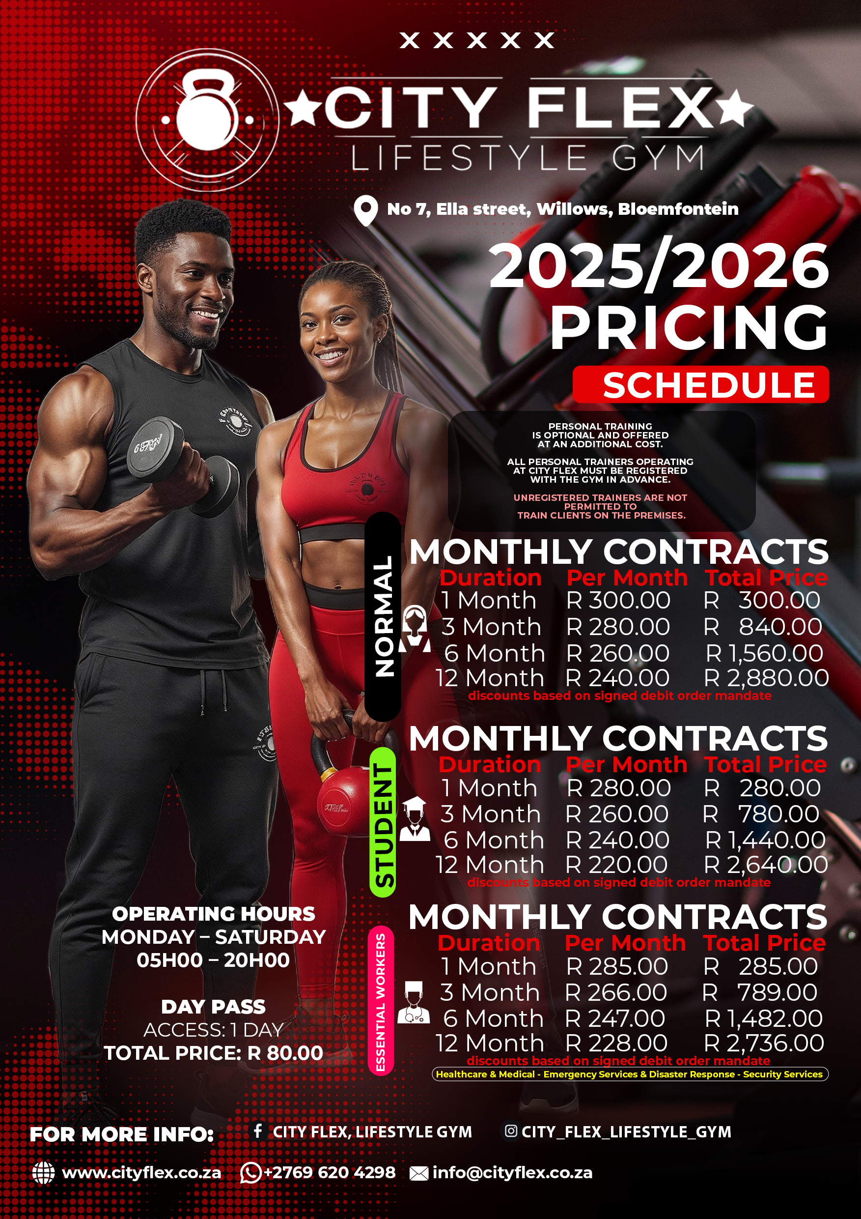 City Flex Lifestyle Gym 2025/2026 pricing schedule